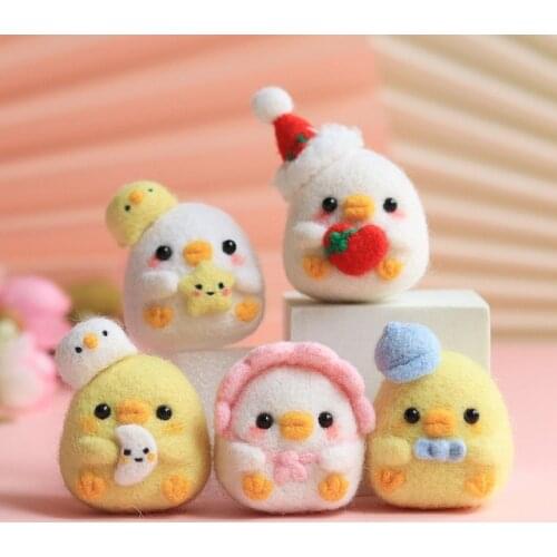 Animal DIY Wool Felt Kit of Keychain Needle Poked Knitting Doll Material Package Needlework Handmade Sewing Art Craft Gift