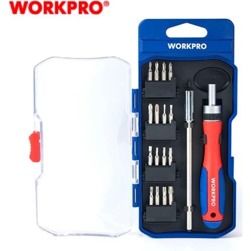 WORKPRO 18 in 1 Ratcheting Screwdriver Set with Slotted Phillips Torx Bits Extension Bar and 1PC Precision Screwdriver Handle