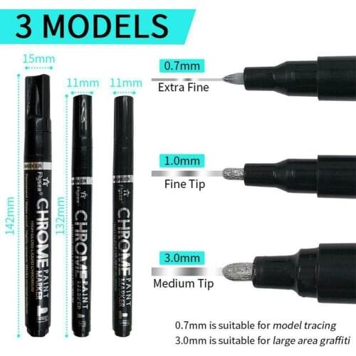Liquid Chrome Markers Set Silver Art Mirror Markers Fade-proof Metal Permanent Paint Craftwork Pen Accessories