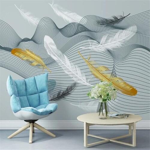Milofi custom wallpaper mural 3D Nordic minimalist abstract lines light luxury feather modern background wallpaper mural