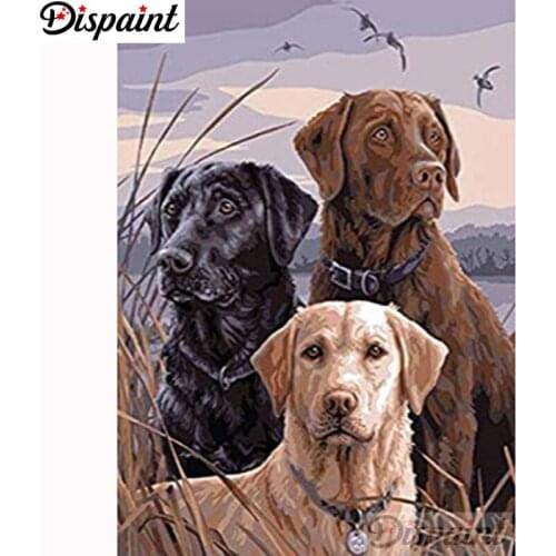 Dispaint Full Square/Round Drill 5D DIY Diamond Painting "Animal dog scenery" Embroidery Cross Stitch Home Decor Gift A18992
