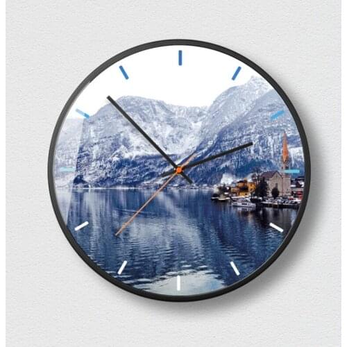 New 3D Wall Clock Sea And Sunset Series HD Wall Clock Modern Design Metal Silent Movement Wall Clock Large Size Home Decoration