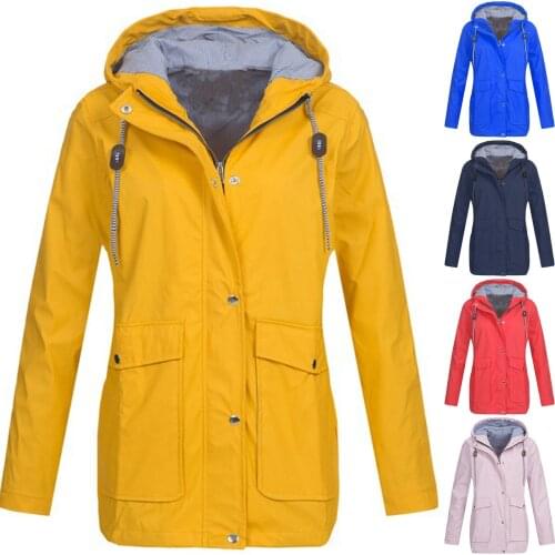 Autumn Winter Warm Hoodies Sweatshirts Women Solid Rain Outdoor Plus Waterproof Hooded Raincoat Windproof Jacket Coat Moletom