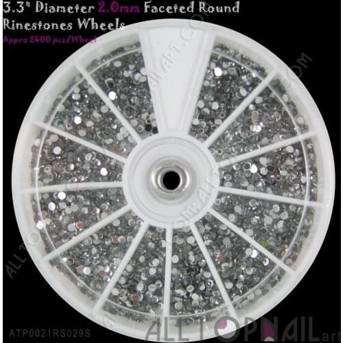 Professional Silver 3D Nail Art Decoration 60 Wheels 144000pcs 2.0mm Faceted Round Clear Nail Art Rhinestones