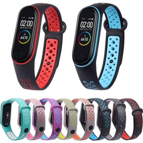 Colorful Strap for Xiaomi Mi Band 4 3 Bracelet Breathable Mi Band 5 Bracelets for Mi Band 3 4 5 Strap Double Color Replacement