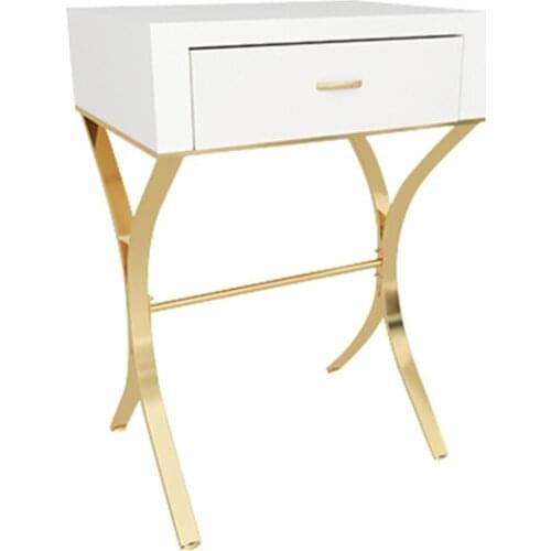 Nordic Light Luxury Bedroom White Metal Dressing Table Small Apartment Apartment Simple Solid Wood Large Capacity Dressing Table