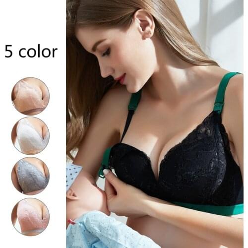 Sexy Lace Nursing Bras Maternity Underwear Cotton Flower Pattern Breastfeeding Bra for Pregnancy Feeding Clothes Front Closure