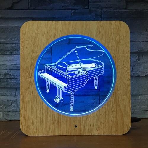 Piano 3D LED Wooden Grain Night Light DIY Customized Lamp Table Lamp Friends Birthday Colors Gift Home Decor Fast DropShipping