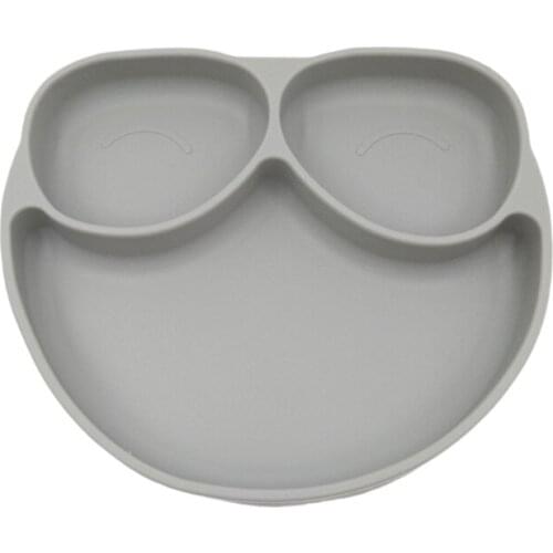 T5EC Baby Suction Cup Bowl Divided Dinner Plate Infants Learning Feeding Dish Non-toxic BPA-Free Silicone Solid Color Cute Bowl