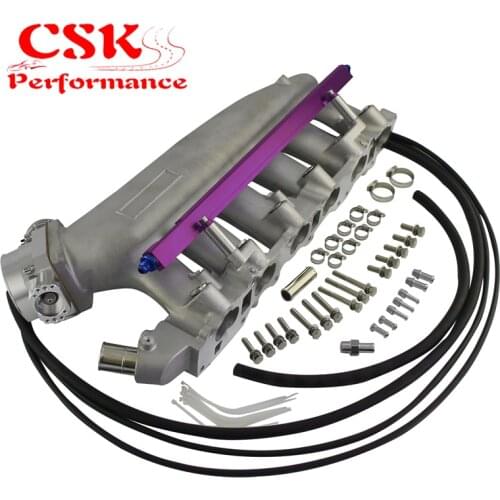 Intake Manifold +Fuel Rail &Q45 Throttle Body 90-85mm Fits For NISSAN Skyline R32 R33 RB25 RB25DET GTS-T