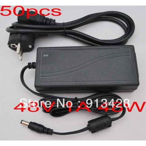High quality 50PCS DC 48V 1A Switch power supply, 48W LED power adapter (5.5*2.1 or 5.5*2.5 )+AC cable US,EU,UK,AU plug