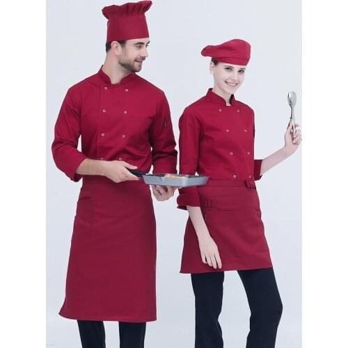 WELIVENICE New 2019 Chef Uniforms Metal button Men Women Food Services Cooking Clothes Pocket 6 Color