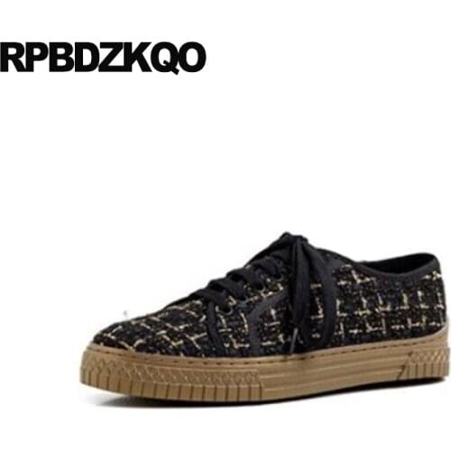 Casual chinese black designer shoes women luxury 2019 latest round toe flats lace up spring autumn china ladies female fashion