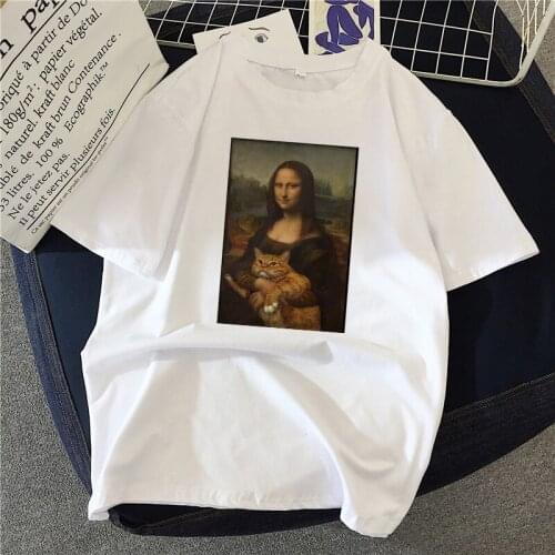 2021 Summer New Women T-Shirts Mona Lisa Painting High Quality Artistic Oil Oversized Fashion Harajuku Aesthetic Ulzzang Korean