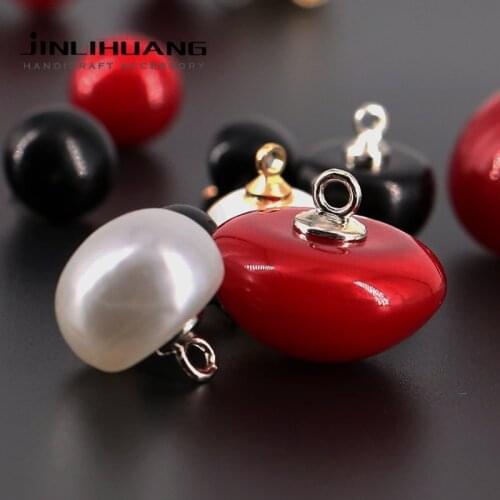 10pcs Sewing Pearl Shirt Bead Buttons White Red Mushroom Zipper Head Garment ABS For Craft Kid Handwork DIY Clothing,Accessories