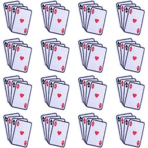 Prajna 10PCS Punk Poker Stripes Iron On Patches On Clothes Embroideried Patches For Clothing Thermoadhesive Patches DIY Stickers