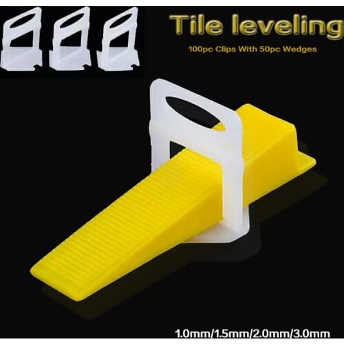 100pc Clips With 50pc Wedges Tile Spacers Leveler Tiling Ceramic Tilers Plumbers 3.0mm Gap Wall Floor D Type Leveling System