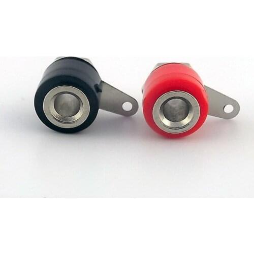 2x Amplifier Terminal 4mm Banana Female Plug Binding Post Panel Mount Adapter Nickel Plated Connector 16mm Around Red/Black