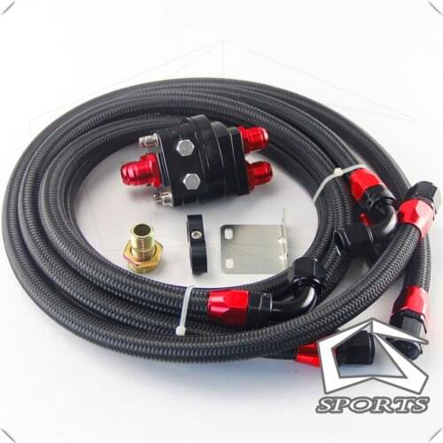 AN10 Aluminum 10-AN Relocation Oil Filter/Sandwich Adapter kit + Fittings + Oil/Fuel line kit for Universal Cars