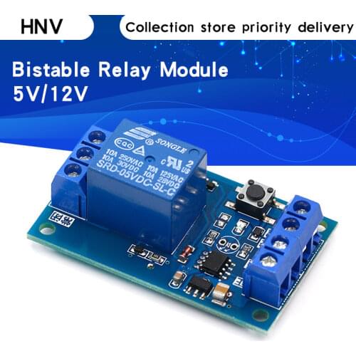Bistable Relay Module 5V/12V Single Button Relay Module One Key Car Modification Start-Stop Self locking Car Modification Switch