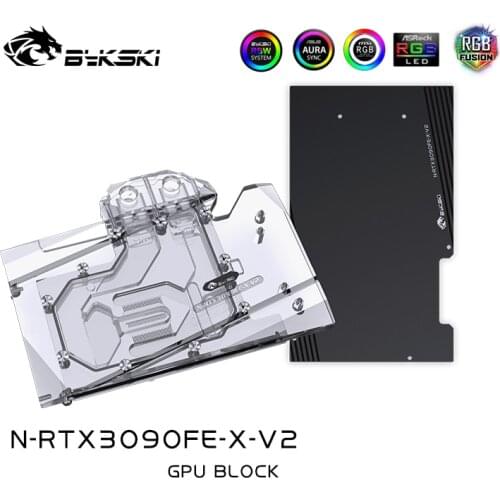 Bykski Water Block use for NVIIDIA RTX 3090 Founder Edition GPU Card / Full Cover Copper Radiator Block /A-RGB / RGB in stock