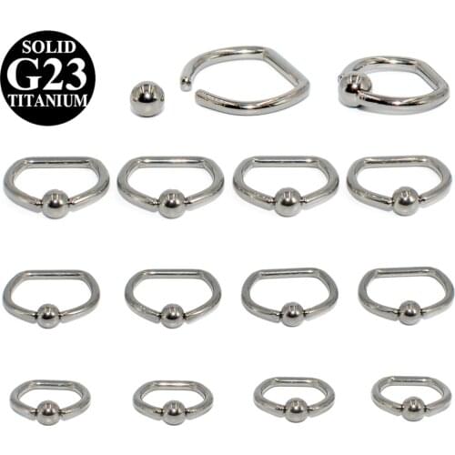 1PC Titanium D Shape Captive Bead Ring Septum Nipple Clicker Labret Ring Nose Ring Ear Cartilage Earring Body Piercing Jewelry
