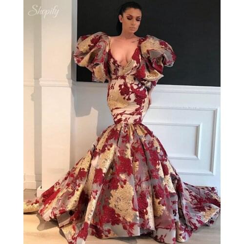 Long Dresses Evening 2020 Elegant V-neck Women Arabic Design Dubai Ladies Short Sleeve Formal Party Gowns