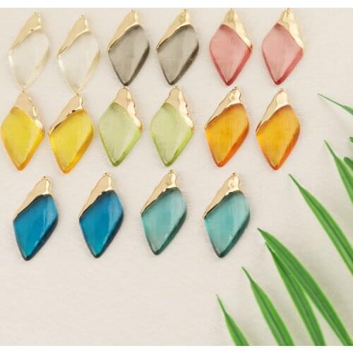 HAOSAW 23*51MM 4Pcs Clear Colored Resin Charm/Semi Alloy/Earring Charm/Hand Made/DIY Charms/Key Chain/Jewelry Accessories