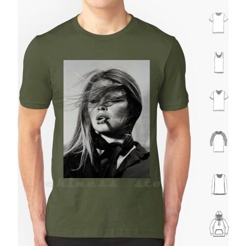 Smoking T Shirt Cotton DIY Print Bridget Bardot Smoking Bardot Photo Vintage Retro Glam Photography