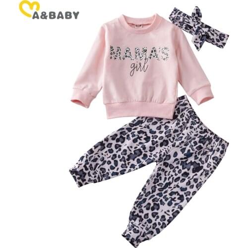 Ma&Baby 0-24M Toddler Infant Newborn Baby Girls Clothes Set Long Sleeve Mamas Girl Tops Leopard Pants Outfits Costumes
