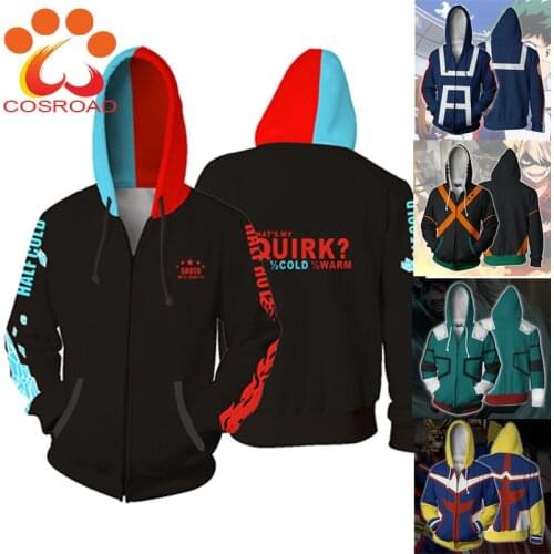 Cosroad Boku No My Hero Academia Midoriya Hoodies Izuku Todoroki Shoto Cosplay Costume Men Women Sweatshirt Jackets Coat