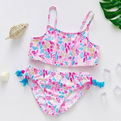 New 2021 Girl Swimsuit Two pieces Girls Swimwear High quality Kids Swimwear Ruffle style Swimming suit for Teenager girl
