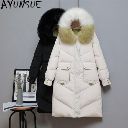 AYUNSUE White Duck Down Jacket Women Hooded Long Winter Coat Women Parkas Korean Warm Puffer Jacket Abrigos Mujer Invierno 2020