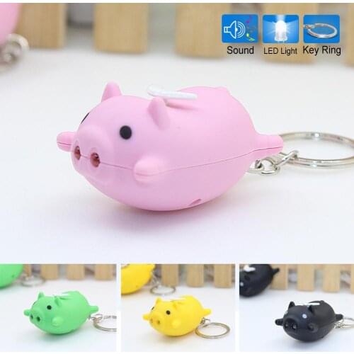 Cute Pig LED Light Sound Key Chain Keyring Car Bag Pendant Decoration Gift porta chaves metal sleutelhanger camping выпускной