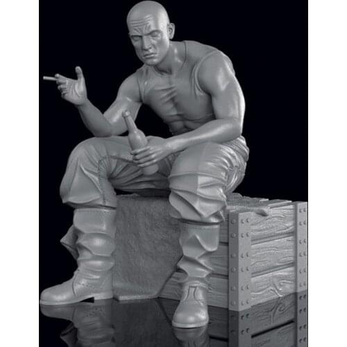 New Unassembled 1/35 Man Sitting Drinking with base Resin Figure Unpainted Model Kit