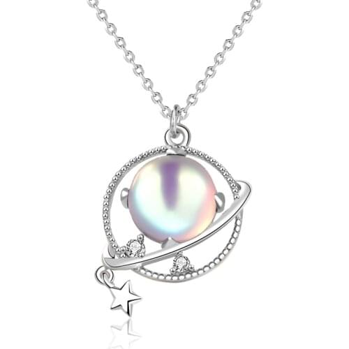 S925 Sterling Silver Dream Planet Necklace Female New Product Moonlight Stone Necklace Jewelry