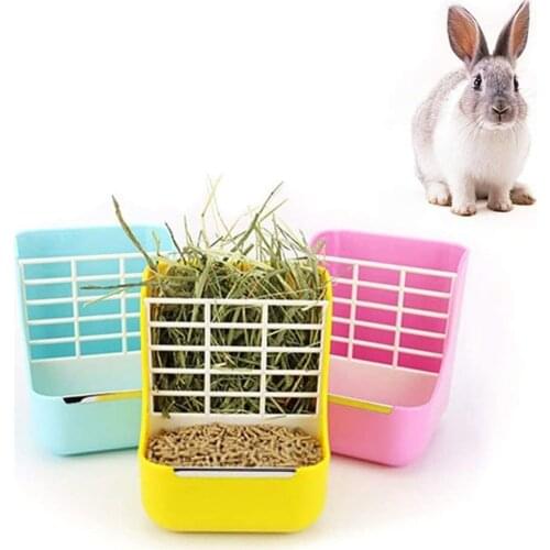 Grass Stand Plastic Small Animals Feeder Removable 2-in-1 Pet Food Feeder Grass Rack Fixed Feeder
