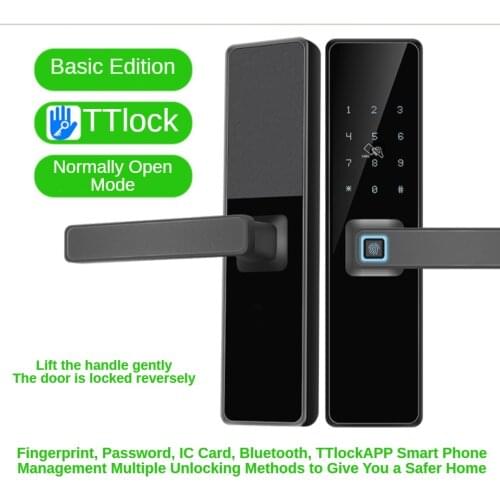 TTlock fingerprint password swipe key Bluetooth APP multiple ways to unlock wooden door mute smart lock auto-induction locking