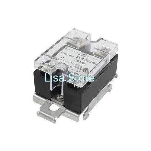 Input 3-32VDC Output 12-220VDC 10A SSR Black Solid State Relay DIN Rail Mount