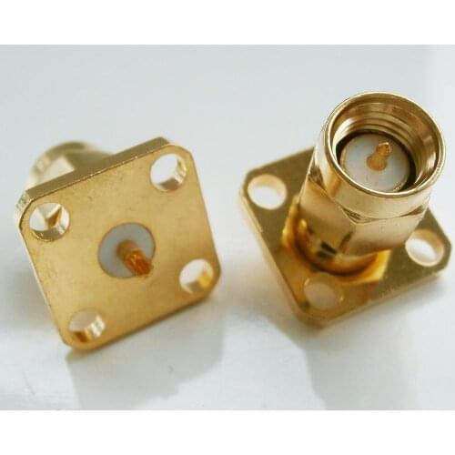 10X Pcs High-quality RF Connector Socket SMA Male Center Solder 4 Hole Flange Chassis Panel Mount Brass Coaxial RF Adapters