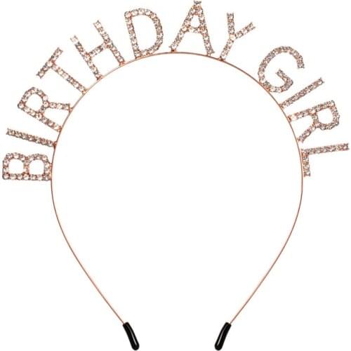 1pc Metal Rhinestone Inlaid Headband Birthday Girl Hair Hoop Party Crown Supplies Simple Sweet Girl Hair Headband Hair Accessory