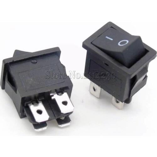 10PCS Ship Type Switch Black 15*21mm 4PIN ON-OFF Rocker Switch 6A/250V 10A/125V LCD TV Power Switch 4 Contact Points