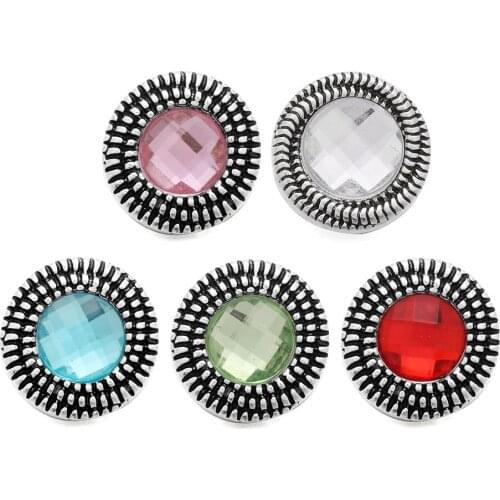 10pcs/lot Rhinestone Snap Mix Colors Ginger Metal Thread Round 18mm Snap Buttons Jewelry Accessories fit Snap Bracelet Bangles