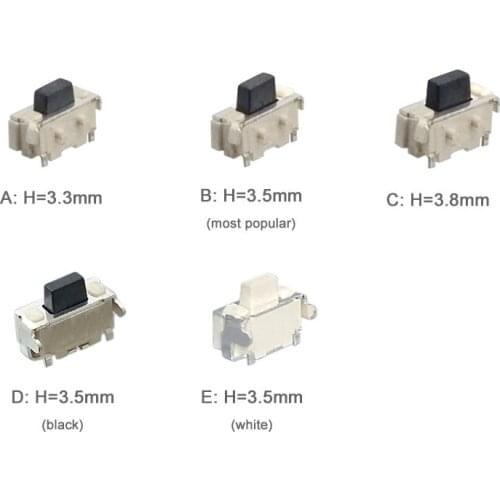 100pcs/lot 2*4*3.3/3.5/3.8mm Tact Switch Push Button Switch Side Button MP3/4/5 Accessory 2x4mm