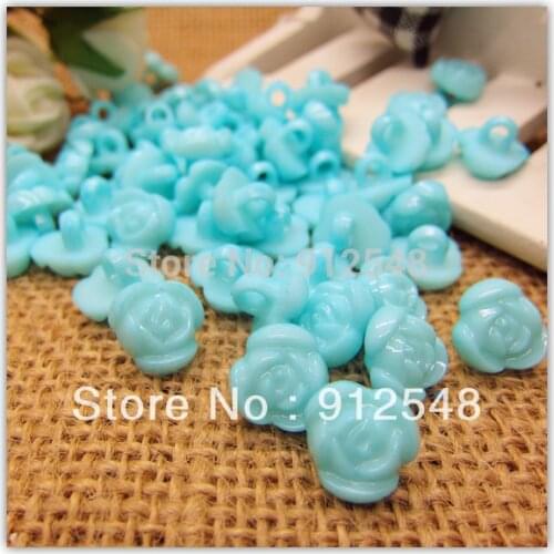11mm 100pcs blue rose shape plastic buttons flower buttons for children garment ,mgh009