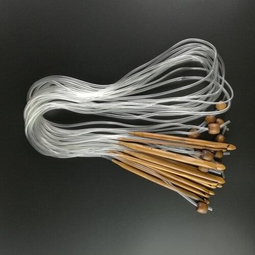 12 Sizes Afghan Tunisian Carbonized Bamboo Needle Crochet Hooks Professional Knitting Needles Weaving Needle Knit Set Costura