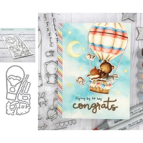 2021 Animals Hot Air Balloon Metal Cutting Dies and Clear Stamps Scrapbooking Craft Stencil Seal Sheet Decor Embossing Template