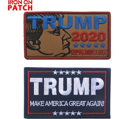 3D Trump 2020 Patches Tactical Army Fan DIY Hook Badges For Clothes Hat Backpack Sewing Applique Embroidery PATCH