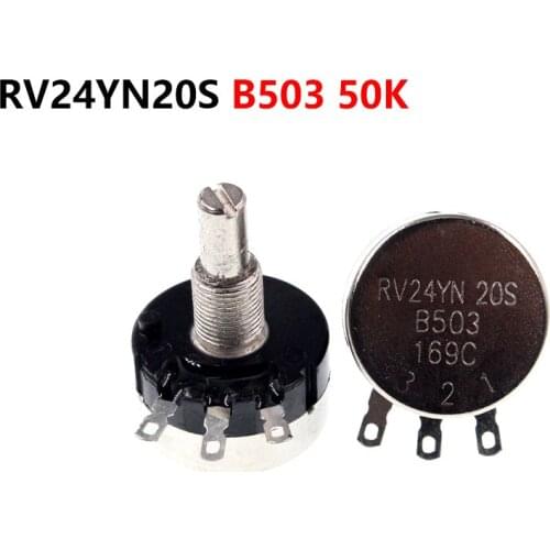 5PCS Single Turn Carbon Film Potentiometer RV24YN20S B503 50K Adjustable Resistor