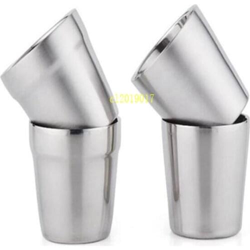 50pcs 300ml Double Layer 304 Stainless Steel Water Cup Unbreakable Coffee Tea Cups for Camping Travel Home